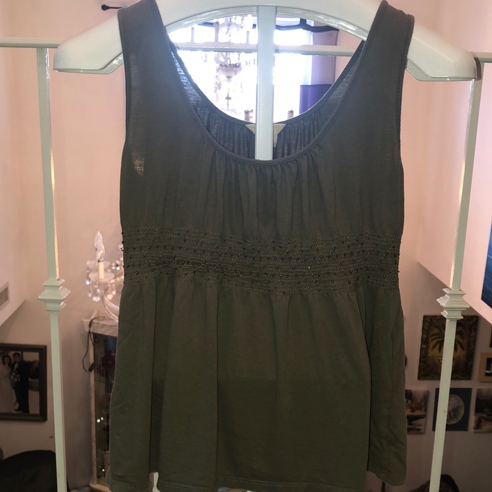 Michael Michael Kors🥳HP🥳Olive Green Beaded Top